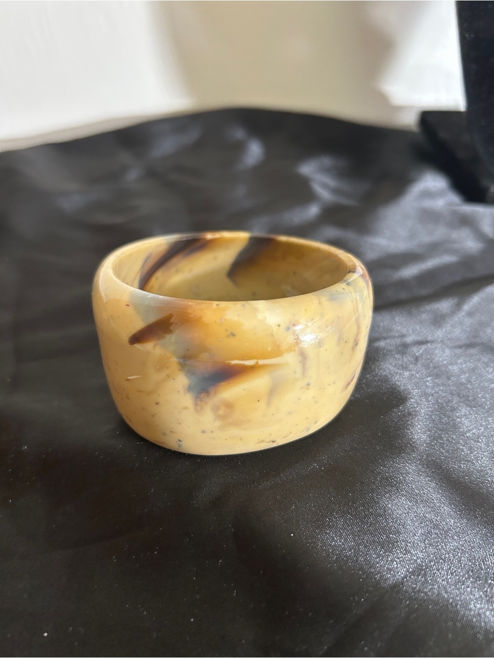 Wide Marbled Acrylic Bangle in Butterscotch and Brown Swirls
